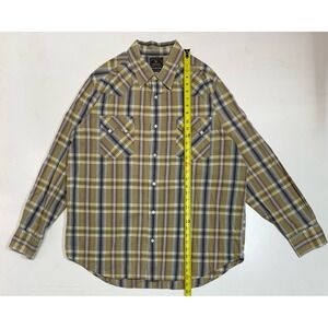 Lucky Brand Men's Western Diamond Pearl‎ Snap Plaid Shirt XXL Sawtooth Pockets